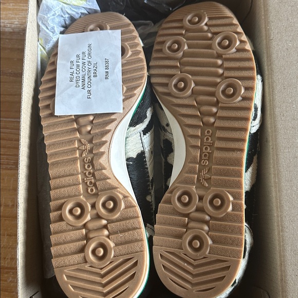 Adidas Black and White Cow Print Shoes with Green Laces SL 72 OG women - Picture 4 of 6